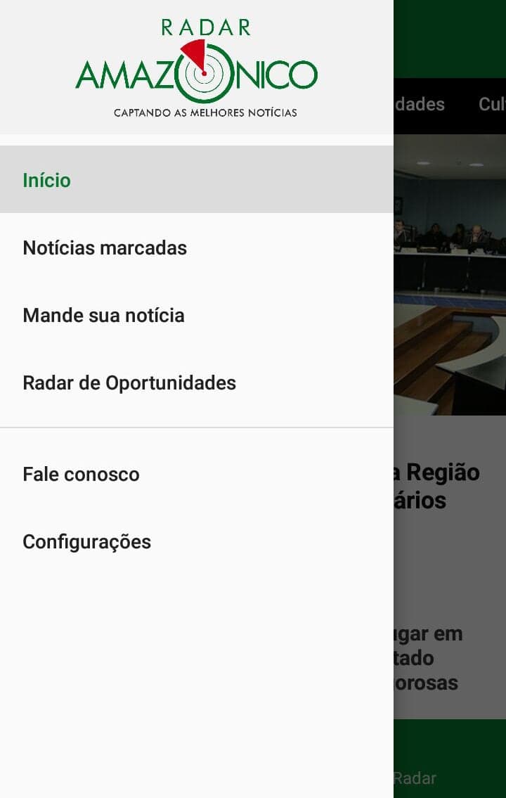 Página inicial do Radar Amazônico mobile
